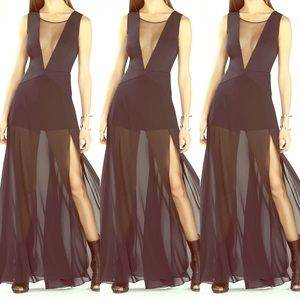 BCBG Halee Deep V-Neck Chiffon Skirt Romper